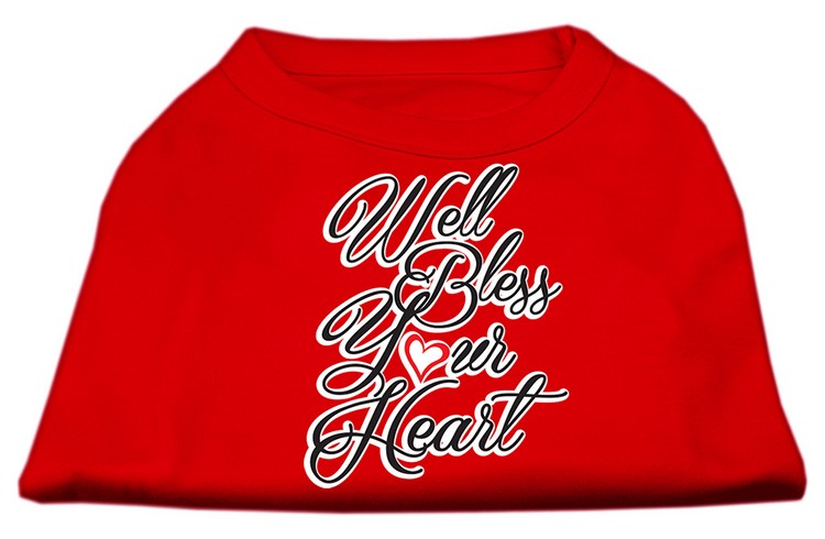 Well Bless Your Heart Screen Print Dog Shirt Red XL